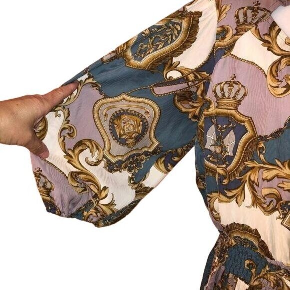 Diane Freis Original Georgette Dress Womens Braid Work Pleated Scarf Vintage - Picture 7 of 16